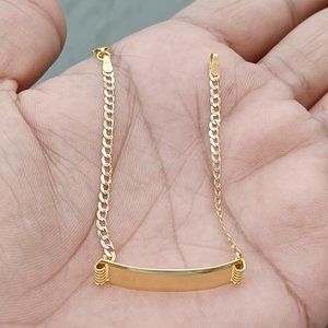 10kt solid gold cuban daimond cut id bracelet size 6 inche